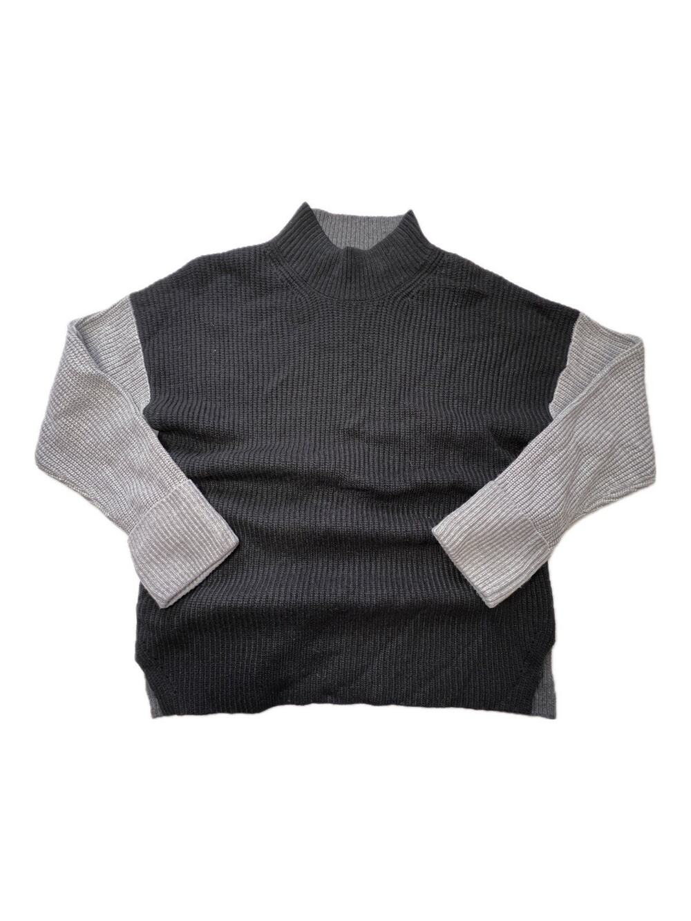 Calvin Klein Mock Neck Colorblock Sweater Gray Black Womens Medium NWT